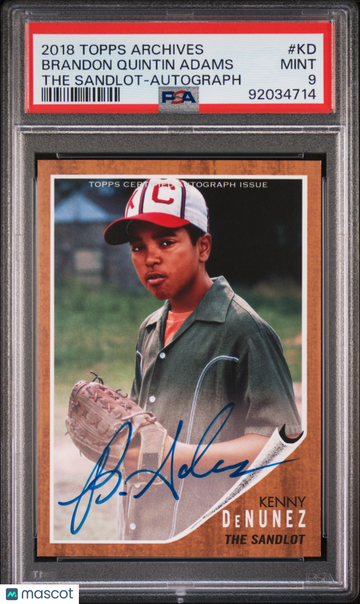 2018 Topps Archives The Sandlot Brandon Quintin Adams #KD Autograph PSA 9