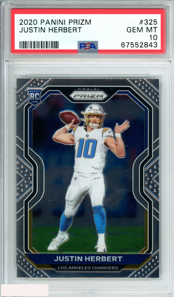 2020 PANINI PRIZM JUSTIN HERBERT #325 LOS ANGELES CHARGERS RC PSA 10 GEM MT
