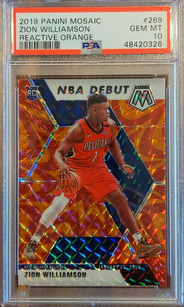 2019-20 Zion Williamson Mosaic Debut Reactive Orange PSA 10 #269