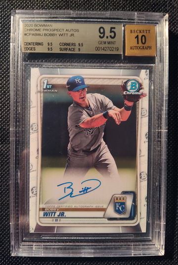 Bobby Witt Jr 2020 Bowman Chrome 1st Bowman Prospect Auto BGS 9.5 AU 10 