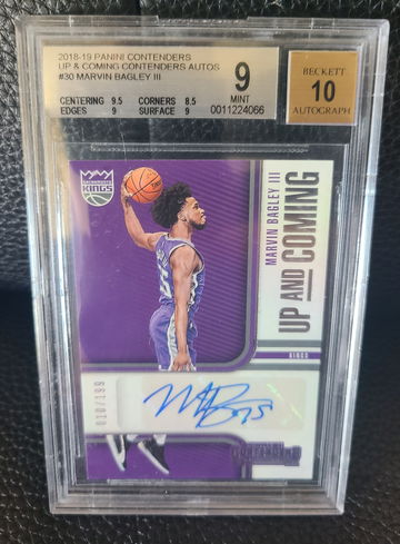 2018-2019 Panini Up and Coming  Contenders Autos Marvin Bagley III /1999 BGS 9/10