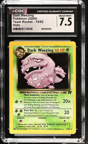 2000 Pokémon Team Rocket Dark Weezing #14/82 Holo CGC 7.5