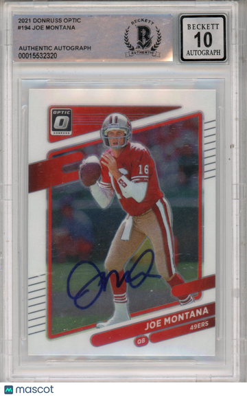 2021 Donruss Optic Joe Montana #194 BGS 0 BAS Auto Authentic