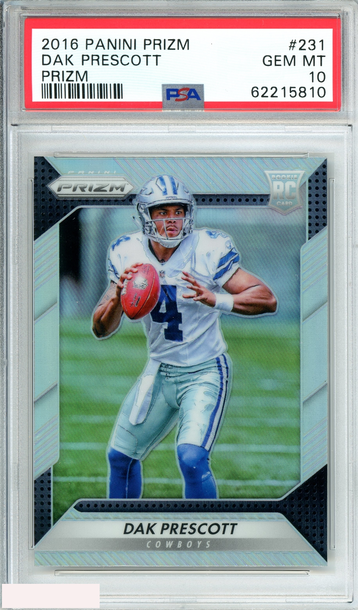 2016 PANINI PRIZM DAK PRESCOTT #231 PRIZM DALLAS COWBOYS ROOKIE  PSA 10 GEM MT