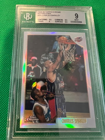 1998 topps chrome Charles Barkley refractor bgs 9