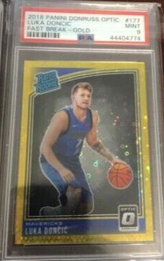 2018 Optic 177 Luka Doncic Fast Break Gold /10 PSA 9 Highest PSA Grade PSA 9