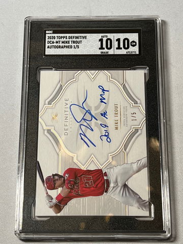 2020 Topps Definitive Mike Trout Auto /5 SGC 10 Gem Mint