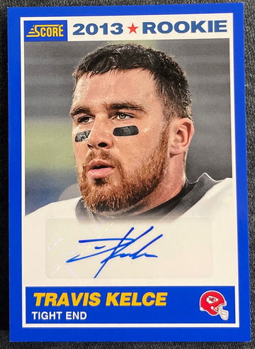 2013 Score Travis Kelce Blue Auto