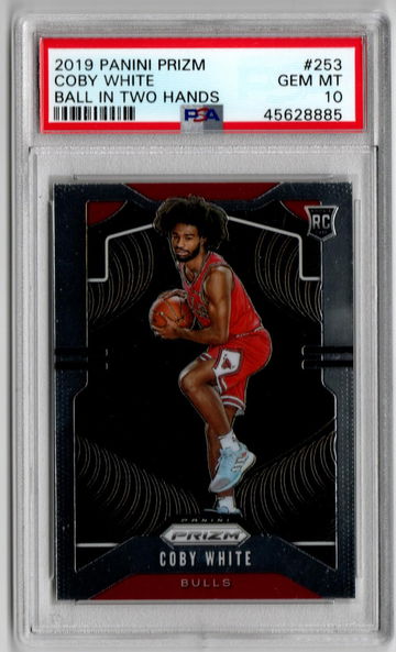2019-20 Prizm Coby White Ball In Two Hands PSA 10