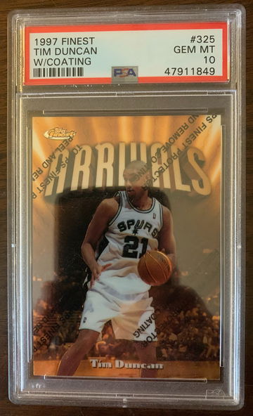 1997 Finest Tim Duncan #325 PSA 10 w/coating