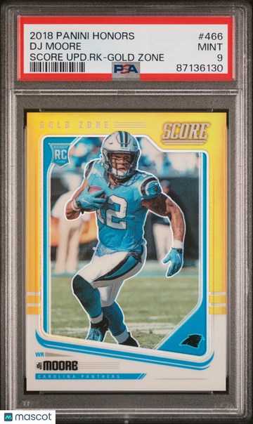 2018 Panini Honors Score Update Rookies DJ Moore #466 Upd. RK Gold Zone PSA 9