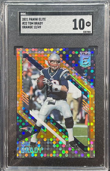 1/1 Jersey Number Tom Brady 2021 PANINI DONRUSS ELITE ORANGE Prizm #12/49 Sgc 10