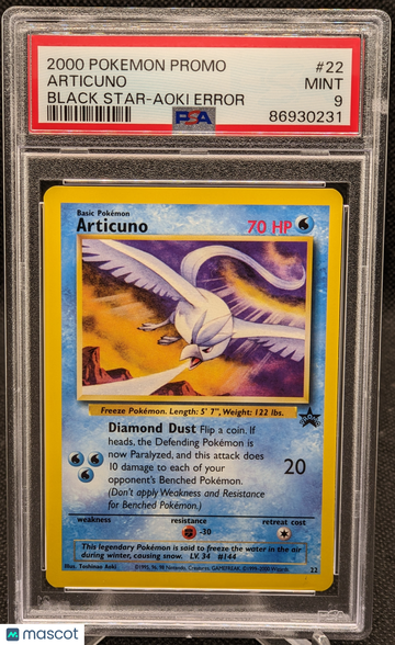 2000 Pokemon Promo Black Star Aoki Error Articuno #22 PSA 9