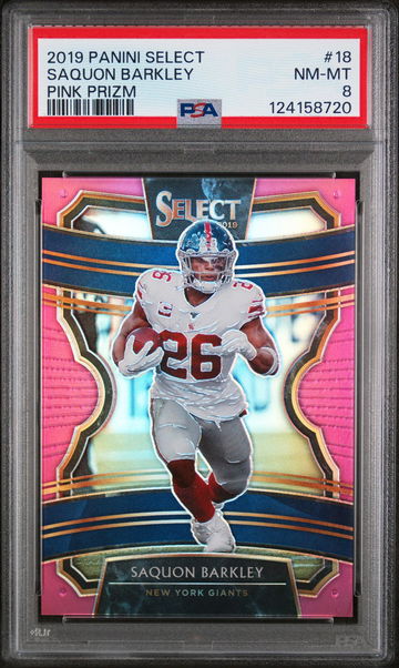 2019 Panini Select Prizm Pink Saquon Barkley #18 /10 PSA 8