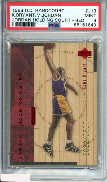 1998 U D HARDCOURT K BRYANT M JORDAN#J13 JORDAN HOLDING COURT-RED OF 2300 PSA 9