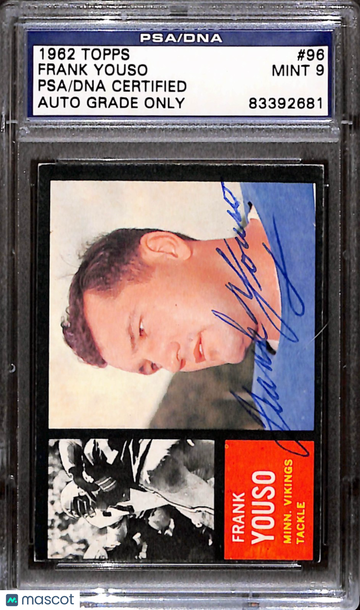 1962 Topps Frank Youso #96 [Base] Base Set PSA A Auto 9