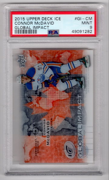 2015 Upper Deck Ice Connor McDavid Global Impact PSA 9