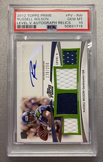 RUSSELL WILSON 2012 TOPPS PRIME RPA ROOKIE CARD #/250 PSA 10 GEM MINT
