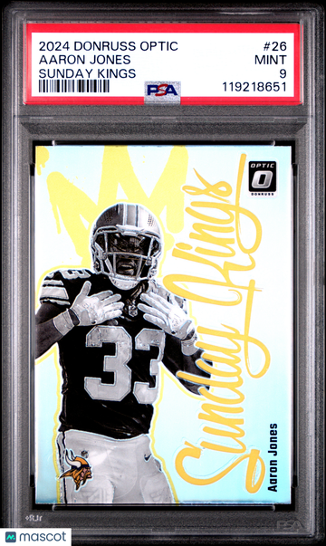 2024 Panini Donruss Optic Sunday Kings Aaron Jones #26 PSA 9