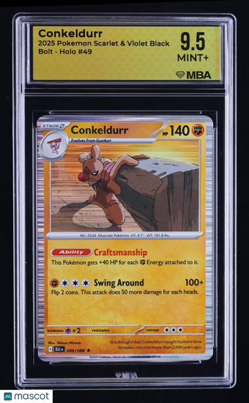 2025 Pokemon Scarlet & Violet Black Bolt Conkeldurr Holo MBA 9.5 #49