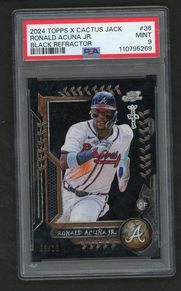 2024 Topps x Cactus Jack Black Refractor Ronald Acuna Jr. #36 /10 PSA 9