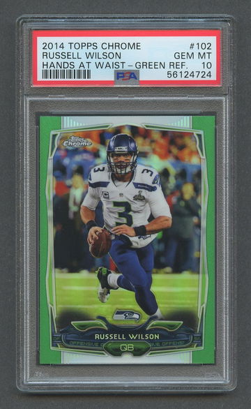 2014 Topps Chrome Green Refractor RUSSELL WILSON #102 PSA 10 GEM MT