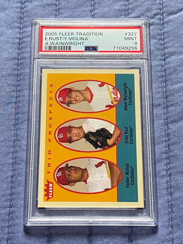 Yadier Molina Adam Wainwright Evan Rust - PSA 9 - 2005 Fleer Tradition Trio Prospects