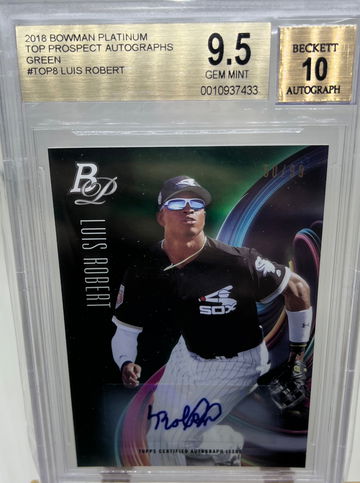 Luis Robert 2018 Bowman Platinum Top Prospects Green Auto /99 BGS 9.5 POP 4