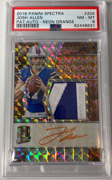 2018 Spectra Josh Allen RPA Neon Orange PSA 8