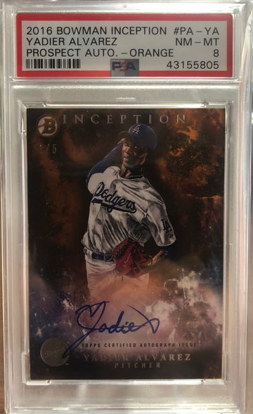 2016 Bowman Inception Yadier Alvarez Auto #/5