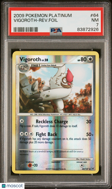 2009 Pokemon Platinum Vigoroth-Rev. Foil PSA 7 #64