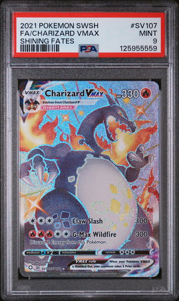 2021 Pokemon Sword and Shield Shining Fates Charizard Vmax #SV107 PSA 9