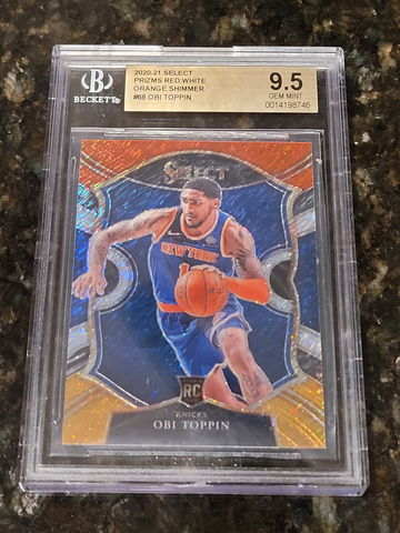 2020-21 Obi Toppin Select PRIZM Red White Orange Shimmer #68 BGS 9.5