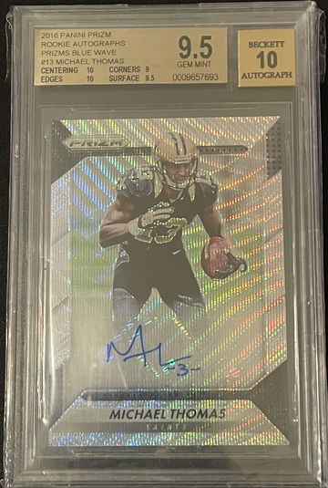 2016 Michael Thomas Panini Prizm Blue Wave /149 BGS 9.5 AUTO 10