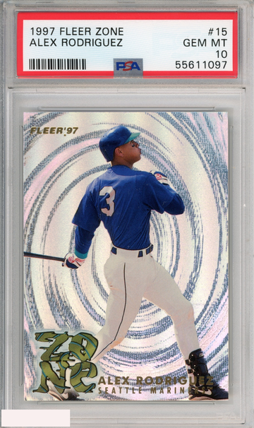 1997 FLEER ZONE ALEX RODRIGUEZ #15 SEATTLE MARINERS PSA 10 GEM MT POP 4