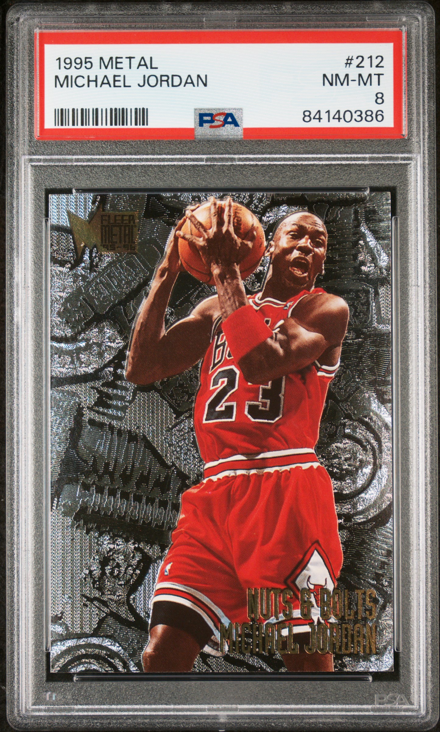 Michael Jordan 1995-96 Metal #212 Nuts & Bolts PSA8 NM-MT Chicago Bulls