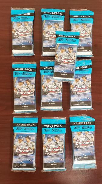 2020 Topps Chrome cello pack value pack sealed.  Lot of 10
