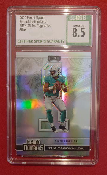 2020 Panini Playoff Behind The Numbers Silver Rookie Miami Dolphins Tua Tagovailoa CSG 8.5