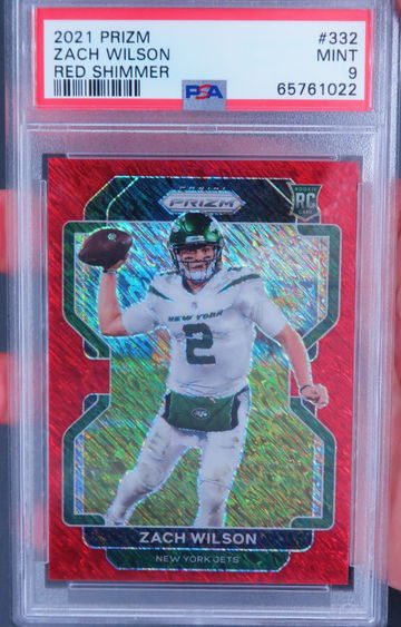 2021 Prizm NFL Zach Wilson RC Red Shimmer 2/35 NY Jets RC PSA 9 - Jersey Number!