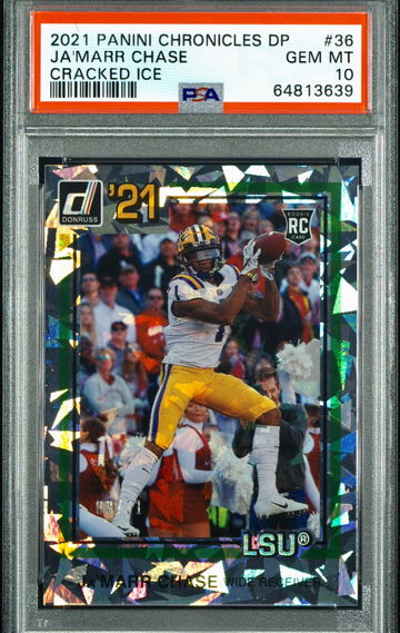 2021 Panini Chronicles Donruss Ja’Marr Chase RC CRACKED ICE 3/11 PSA 10 Gem Mint FOTL exclusive