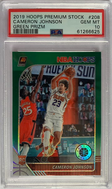 2019 Hoops Premium Stock Cameron Johnson Green Prizm PSA 10 