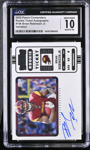 2022 PANINI BRIAN ROBINSON JR. CONTENDERS ROOKIE TICKET AUTOGRAPHS #106 CGC 10 FT.C2.47