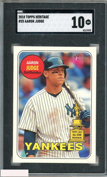 2018 TOPPS HERITAGE AARON JUDGE #25 NEW YORK YANKEES SGC 10 GEM
