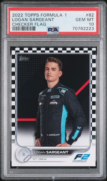 2022 TOPPS FORMULA 1 LOGAN SARGEANT #82 CHECKER FLAG PSA 10