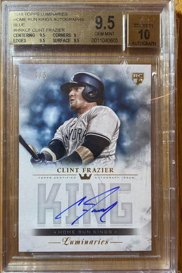 2018 Topps Luminaries Clint Frazier Home Run King Autographs - Blue BGS 9.5 AU 10