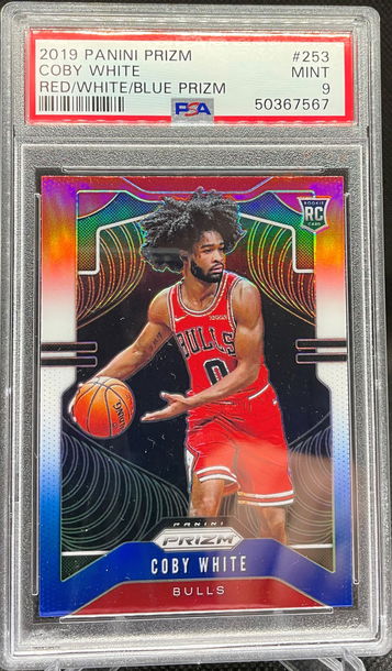 2019 Panini Prizm Coby White Red White Blue - PSA 9 Mint