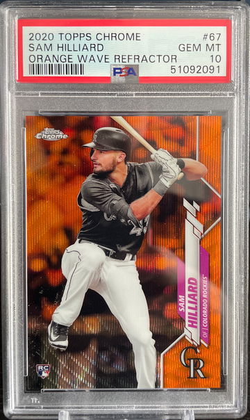 Sam Hilliard 2020 Topps Chrome Orange Wave /25 PSA 10