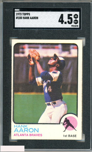 1973 TOPPS HANK AARON #100 BRAVES HOF SGC 4.5 VG-EX+