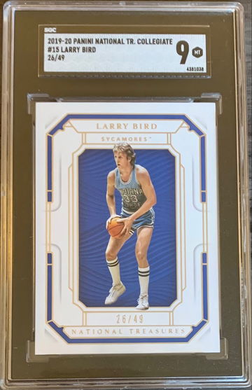 2019-20 Larry Bird #15 Basketball Panini National Treasures Collegiate 26/49 - Graded SGC 9