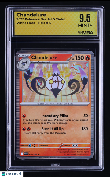 2025 Pokemon Scarlet & Violet White Flare Chandelure Holo MBA 9.5 #18